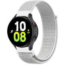 Mobicas Huawei Watch Gt 3 Se Uyumlu (22MM) Cırtlı Kumaş Kordon-03 Beyaz