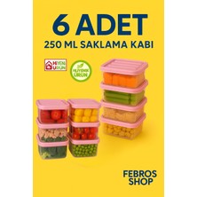 6'lı 250ML Derin Dondurucu Saklama Kabı Set Buzluk Mikrodalga Gıda Pembe Plastik Kap