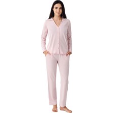 Pierre Cardin Kadın Somon Uzun Kollu Pijama Takımı 9115