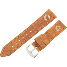 Isme Özel El Dikişli Saat Kordonu - %100 Çift Kat Deri - AG03003 - Camel