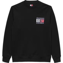Erkek Logo Baskılı Bisiklet Yaka Sweatshirt - Siyah