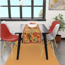 Orange Daisy Flowers Runner 140X45CM ( Ince Keten, Uluslararası Yıkama ve Solmama Sertifikası)