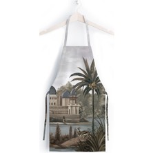 Manzara Tasarımlı Mutfak Önlüğü (Keten Kumaş, Uluslararası Yıkama ve Solmama Sertifikası)