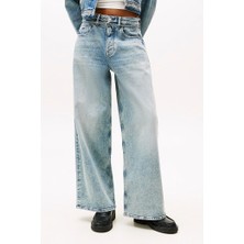 Kadın Charlie Normal Bel Geniş Paça Jean Pantolon - Açık Mavi