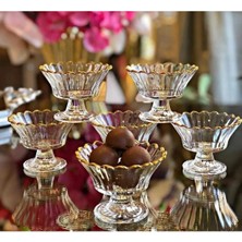 100 - 249 cc 6'lı Cam Ayaklı Yaldızlı Şekerlik Lokumluk Sunumluk Altın Reçellik Cam 6 Parça