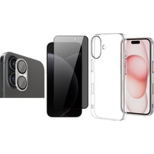 Vendas iPhone 17 Uyumlu Kılıf Sararma Yapmayan Vendas Droga Kapak + Kamera Lens + Hayalet Ekran Koruyucu
