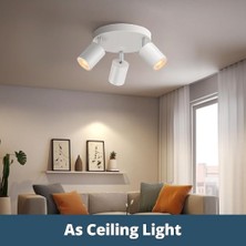 Riolight Modern1 Beyaz Mutfak,salon,giyinme Odası,cafeler Için Gün Işiğı Metal 3lü Spot(Ampul Dahil)