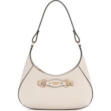 Guess Kadın Metal Aksesuarlı Yarım Ay Omuz Çantası - Krem