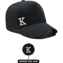 Isme Özel Gabardin Kep Şapka - AB01005 - Siyah
