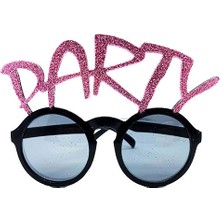 Party Yazılı Simli Pembe Renk Parti Gözlüğü