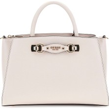 Kadın Metal Aksesuarlı Yapılandırılmış El Çantası - Krem