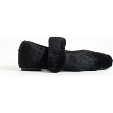 Friend & Trend Kadın Siyah Peluş Babet Düz Taban Hakiki Deri Yumuşak İç Taban ile Günlük Rahatlık