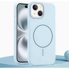 Apple iPhone 14 Plus Uyumlu Kılıf Zebana Liquid Soft Silikon Kılıf (Kablosuz Şarj Destekli) Açık Mavi