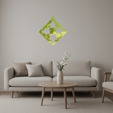 Dikdörtgen Yaprak Desenli  Dekoratif Altın Aynalı Tablo - AKMONL9695-1360