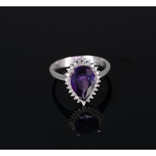 Damla Kesim Zirkon Taşlı 925 Ayar Gümüş Kadın Yüzük Parmağa Göre Ayarlanır 3.82 gr