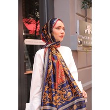 Versace Vual Ipek Şal Lacivert Kırmızı