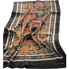 Versace Varok Desen Vual Ipek Şal Siyah Yeşil Bordo