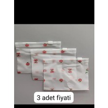 3 Adet Kiraz Çicegi Fermuarlı Saklama Torbaları Toka Torbaları Çok Amaçlı Tekrar Kullanabilir