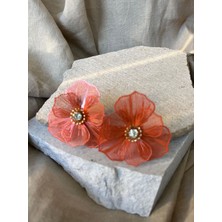 Turuncu Telli Çiçek Küpe