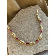 14K Mürdüm ve Parıltı Taşlı Bileklik