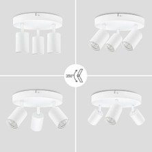Riolight Modern3 Beyaz Mutfak,salon,giyinme Odası,cafeler Için Gün Işiğı Metal 3lü Spot(Ampul Dahil)