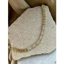 14K Desenli Dizilim Taşlı Bileklik