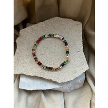 Renkli Taş Dizilimli Bileklik