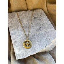 Taşlı Antik Yıldız Uçlu Kolye