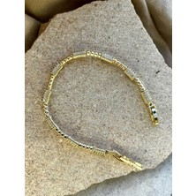 14K Taşlı Sıralı Silindir Bileklik