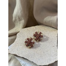 Kahverengi ve Sarı Dümen Küpe