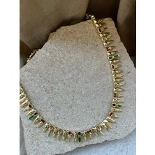 Renkli Taşlı Dişli Kolye