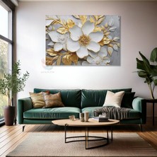 Kanvas Tablo Yüksek Kaliteli Kanvas Duvar Tablosu Beyaz Altın Çiçek Yeni Ev Hediyesi Ev Dekorasyon