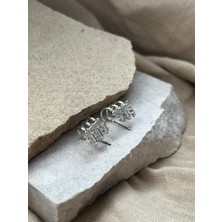 Gümüş Renkli Taşlı Çoklu Görüntülü Küpe