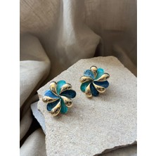 Sarı Yeşil Çiçek Küpe