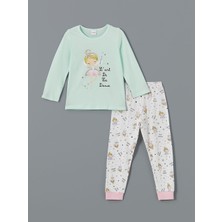 Lc Waikiki Yeni Sezon Bisiklet Yaka Baskili Kiz Cocuk Pijama Takimi - S54446Z1
