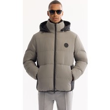 Avva Erkek Koyu Gri Kapüşonlu Su İtici Rüzgar Geçirmez -10°C Dayanıklı Şişme Mont A52Y6150