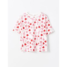 Lc Waikiki Yeni Sezon Bisiklet Yaka Kalp Baskili Kiz Cocuk Pijama Ust - S56866Z4