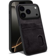 Apple iPhone 17 Pro Max Uyumlu Kılıf Zebana Kartlıklı Lüx Deri Kılıf Siyah