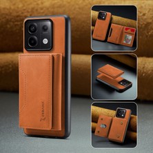Xiaomi Redmi Note 14S Uyumlu Kılıf Zebana 2in1 Elite Class Cüzdanlı Deri Kılıf Kahverengi