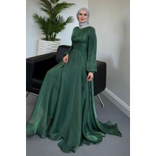 Talya Boynu Taşlı Abiye Zümrüt