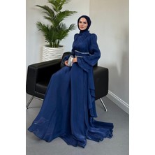 Zarina Beli Taşlı Jan Jan  Abiye Lacivert