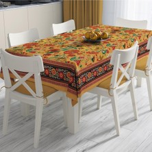 Orange Daisy Flowers Masa Örtüsü - (Ince Keten, Uluslararası Yıkama ve Solmama Sertifikası)