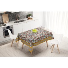 Colorful Flowers Masa Örtüsü - Renkli Çiçekler Ince Keten