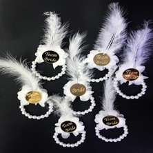 Ynt İthalat Incili Nedime Bilekliği Altın Renk Pleksili Beyaz Otrişli 7 Adet