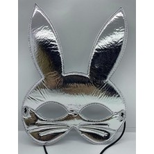 Markport Gümüş Renk Kumaş Malzemeden Imal Tavşan Maskesi 25X17 cm