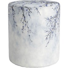 Blue Mini Flowers Puf (Kumaşı Süettir. Uluslararası Solmama Sertifikasına Sahiptir.)