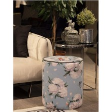 Blue-Whıte Rose Puf