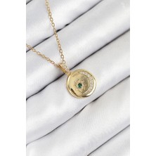 316L Çelik Zirkon Taşlı Ay ve Güneş Model Gold Renk Kadın Kolye - TJ-BKO10539