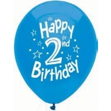 2 Yaş Baskılı Mavi Renk Balon 10 Adet