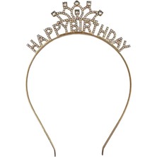 Dodomar Taç Metal Taşlı Happy Birthday Taşlı İşlemeli Altı